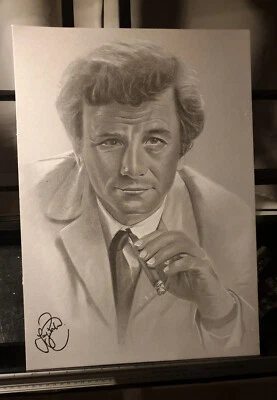 Columbo Detective Peter Falk Art Pencil Drawing Pastel Picture Poster A3 Size