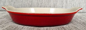 Vintage Le Creuset Au Gratin 20 Cerise Red Enameled Cast Iron Casserole Dish - Foto 1 di 6