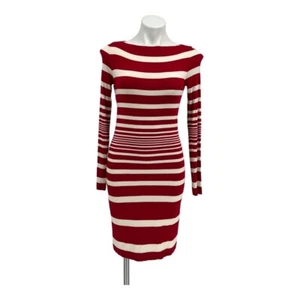 Vestido Ralph Lauren Blue Label Petite Talla Pequeña Rojo/Crema Rayas Jersey Tejido - Imagen 1 de 7
