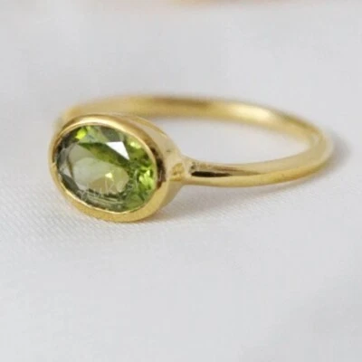 Beautiful Natural peridot 925 Sterling   Ring Handmade Gift For Her A-210 - Image 1 of 4