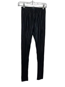 Alice + Olivia Black Faux Leather Leggings Size SMALL  Stretch Elastic - Picture 1 of 8
