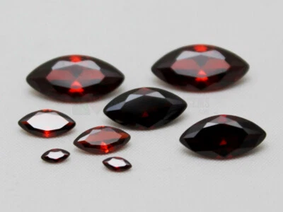 Garnet CZ Marquise 2x4mm 4x8mm 6x12mm 7x14mm AAA Loose Cubic Zirconia Gemstone - Image 1 of 4