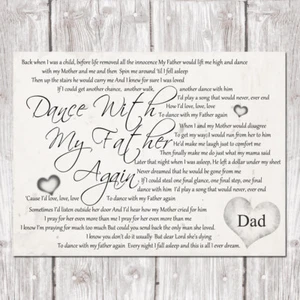 Dance With My Father A4 PRINT Song Lyrics Gift Memorial Father's Day Dad - Imagen 1 de 4
