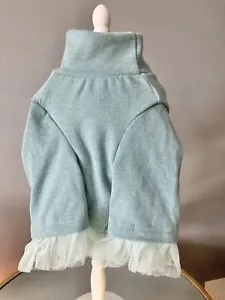 M Yorkie Pup Dog Chihuahua Baby Blue Lace Sleeves Dress Top - Picture 1 of 2