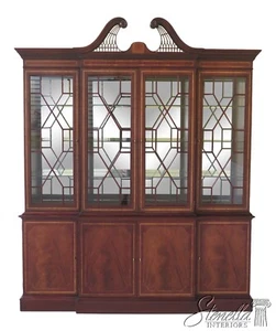 47805EC: HICKORY - WHITE Inlaid Mahogany 4 Door Breakfront - Picture 1 of 12