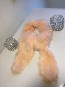 New Peach Faux Fur Scarf Light Peach Winter Fashion Light Weight Casual - Picture 1 of 5