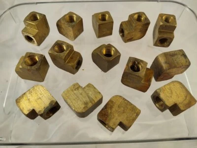 2 pcs. 1/8" NPT Brass Barstock 90 Elbow Pipe Fitting Extruded Female - Steampunk - Image 1 of 3