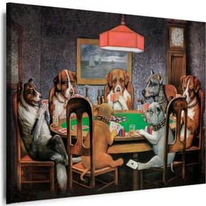 WANDBILDER Hunde Poker spielen Tiere LEINWAND BILDER XXL KUNSTDRUCKE Wanddeko - Bild 1 von 9