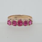 9ct Yellow Gold Ring Ruby UK ring Size P 1/2 - Pink ruby Natural Gemstones