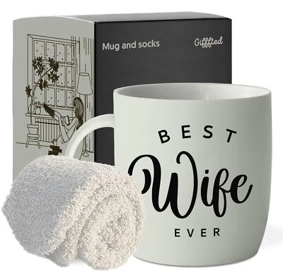 Worlds Best Wife Ever Tasse à café et chaussettes cadeaux pour femme de la pa... - Photo 1/4