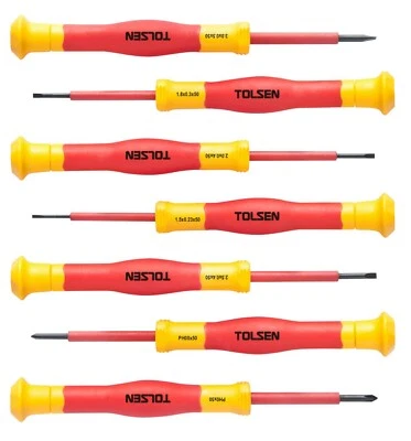 7pc TOLSEN INSULATED ELECTRICIAN MICRO PRECISION SCREWDRIVER SET VDE 1000V 32007 - Image 1 of 2