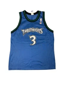 Vintage Champion Jersey Minnesota Timberwolves #3 Stephon Marbury Size Large NBA - Foto 1 di 6