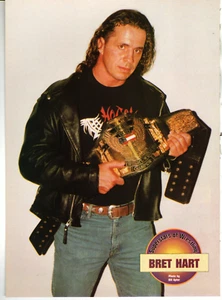 WCW WORLD CHAMPIONSHIP WRESTLING MAGAZINE PAGE PINUP (1998) BRET HART HITMAN - Picture 1 of 1