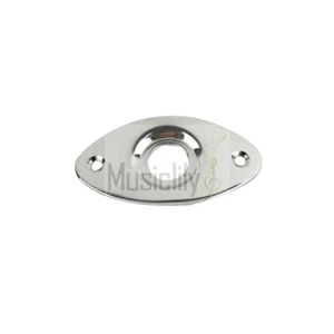 Musiclily 2Pcs Chrome Metal Oval Electric Guitar Bass Output Jack Plate New - Picture 1 of 2