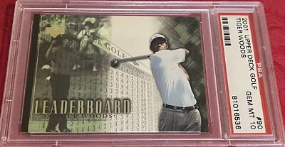 2001 UD Tiger Woods ￼#90 Leaderboard PSA 10 CARD 🐐 - Image 1 of 3