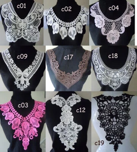 9 Victorain Rayon Venice Lace Neckline Collar Applique Sewing Motif Patch zhc1 - Picture 1 of 10