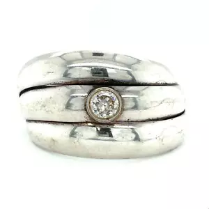 Vintage Sterling signiert 925 SU Italien 3 Ebenen weißer Topas Armreif Armband Größe 6 1/4 - Bild 1 von 9