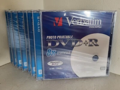 Verbatim DVD+R 4.7GB Speed 120min Printable Blank DVD Discs 43275 x 7 New Sealed - Image 1 of 4