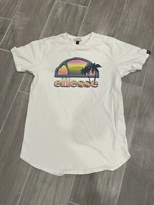 Ellesse T-Shirt Men’s Size Medium Color White 100% Cotton Short Sleeve - Picture 1 of 11