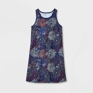 Cat & Jack Girl' Firework Red/Blue/ White Classic NightGown, Size XS 4/5 - Picture 1 of 3