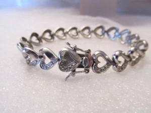 Diamant Akzent Herz Tennis Sterlingsilber Armband signiert - Bild 1 von 10