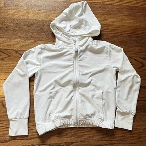 Athleta Girl Sunny Days Upf Jacket Size Small 7 White Hooded - Picture 1 of 7