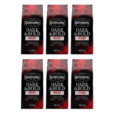6 PACK Community Coffee Dark & Bold Intense Blend Dark Roast Ground Coffee 12 Oz