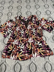 Catherines Damen Übergröße 4X (30/32W) Cold Shoulder Perlen Top V-Ausschnitt - Bild 1 von 8