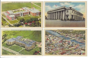 Rockford IL Illinois Post Office Downtown East West Side High School 4 LInen PC - Picture 1 of 1