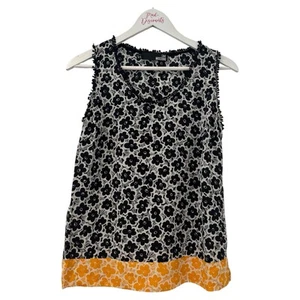 Love Moschino Women's 100% Silk Black Floral Sleeveless Top Vest ~ UK 10 US 6 - Picture 1 of 11