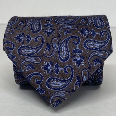 Brooks Brothers 346 Corbata Fular de Seda Antiguo Madder Paisley Marrón Azul EE. UU. S66 Foto 1 de 4