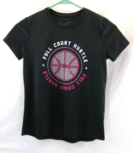 Under Armour Mädchen T-Shirt Loose Heat Gear Youth Schwarz Grafik Kurzarm YMD/M - Bild 1 von 10