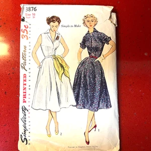 Vtg 1951 SIMPLICITY #3876 DRESS PATTERN - "New Look" Style - 34" bust - 2 views - Picture 1 of 14