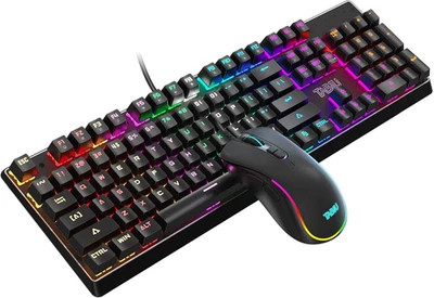 Gaming Keyboard and Mouse Combo, RGB Backlit Computer Keyboard and Gaming - Image 1 of 4