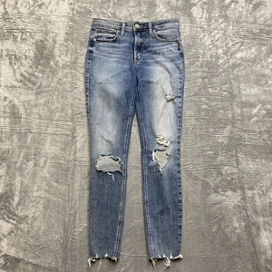 Silver Jeans Most Wanted Skinny Distressed Jeans Womens Size 28x29 Blue Denim - Picture 1 of 11