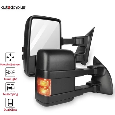 ✅ 电动加热适用于 08-16 福特超级卡车黑色保护套拖侧镜一对 — 第 1/4 张图片