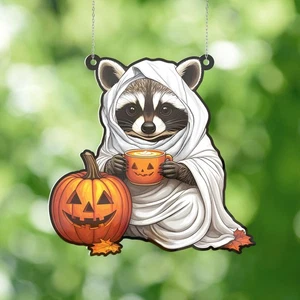 Halloween Mapache Forma Personalizada Acrílico Adorno Espeluznante Animal Colgante Decoración - Imagen 1 de 5