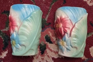 Paar Shawnee Keramik Wandtaschen Pflanzgefäße Floral - Bild 1 von 8