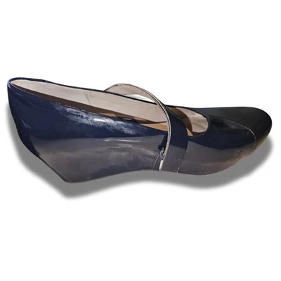 Bomba de cuña Tsubo Asmik para mujer talla 9 plataforma de cuero azul marino Foto 1 de 3