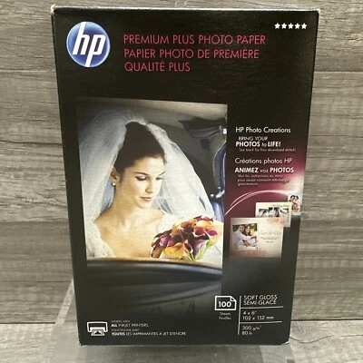 HP PREMIUM PLUS PHOTO PAPER 4X6"  Semi-GLOSS pack of 100 sheets NEW - Image 1 of 4