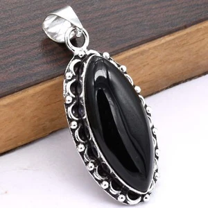 Colgante De Joyería Étnica Hecho A Mano De Ónix Negro 0.8" P 1366 - Imagen 1 de 5