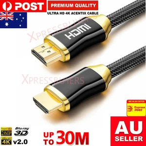 Premium Gold Plated HDMI Cable V2.0 3D 4K Ultra HD High Speed 30AWG 1m To 30m AU - Picture 1 of 35
