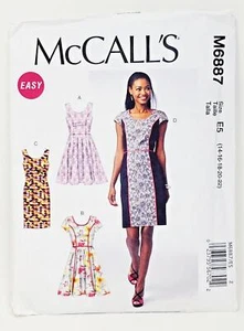 Vestidos McCall’s Easy Misses Plus Patrón E5 M6887 4 Variaciones 14 16 18 20 22 - Imagen 1 de 4