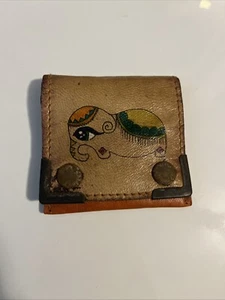Vintage Small Thin Small Pocket Coin Pouch Pocket Wallet Elephant Art - Picture 1 of 6