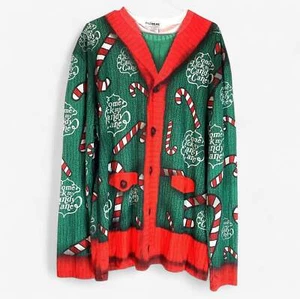 FauxReal Men's Novelty Christmas Sweater Print Long Sleeve T-Shirt Size XXL - Picture 1 of 2