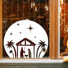 Christmas Nativity Bethlehem Window Scene Removable Self Cling / Shop / Home