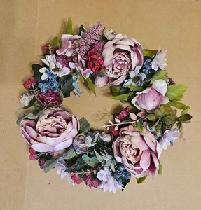 14 IN Spring/Summer Mixed Flower Wreath - Artificial Flower Door Wreath Decor - Picture 1 of 3