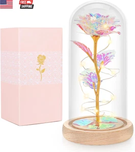 Mothers Day Flowers Gifts for Mom, Birthday Gifts for Women, Galaxy Glass Rose G - Picture 1 of 7
