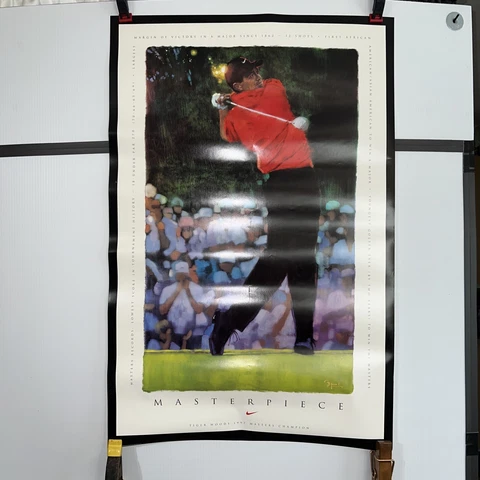 Tiger Woods 1997 Nike Masterpiece Vintage Poster Golf Masters Tournament 35x23" Cover