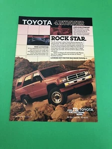 1986 1987 1988 TOYOTA 4 RUNNER VINTAGE ORIGINAL PRINT AD ADVERTISEMENT B6 - Picture 1 of 1